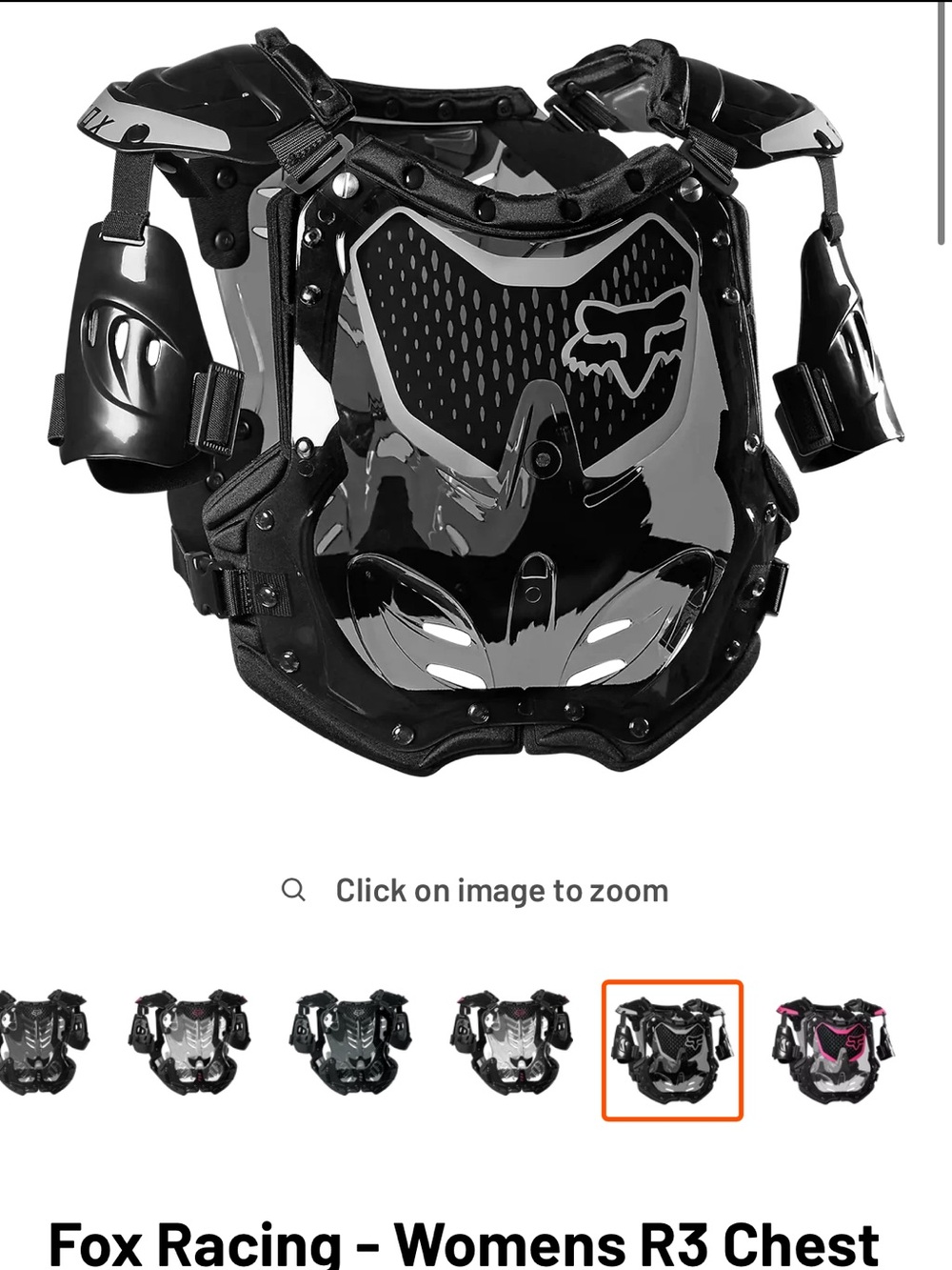 Fox Black Women's R3 Chest Protector Roost Deflector